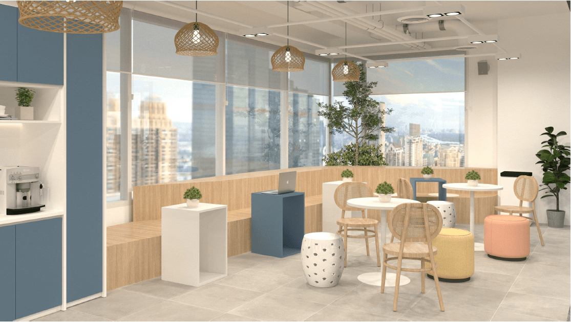 Rewards & Benefits Career - cosy canteen furnishing in seventies style